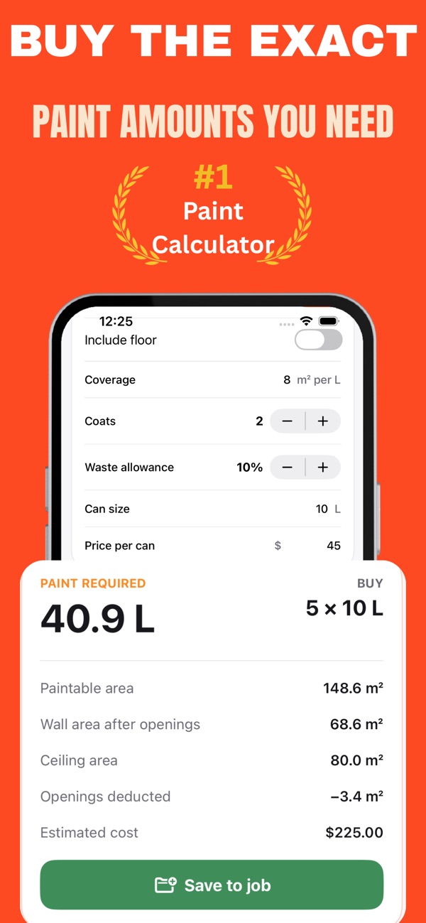 Paint Calculator & Estimator app screenshot