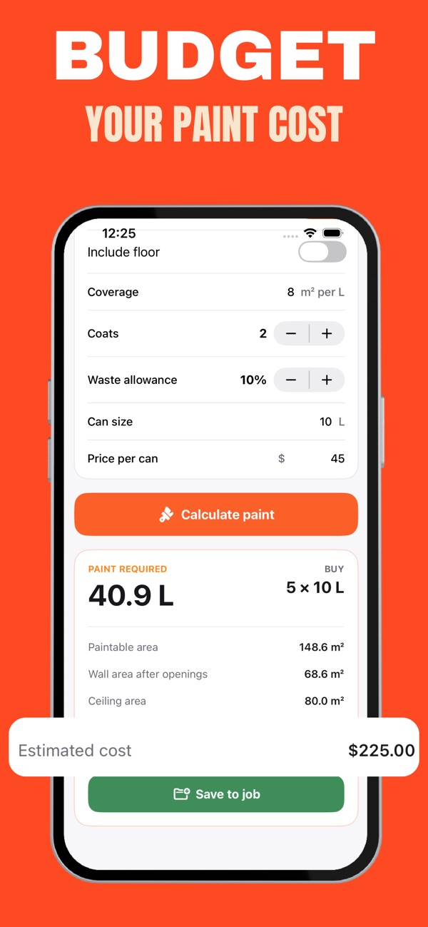 Paint Calculator & Estimator app screenshot